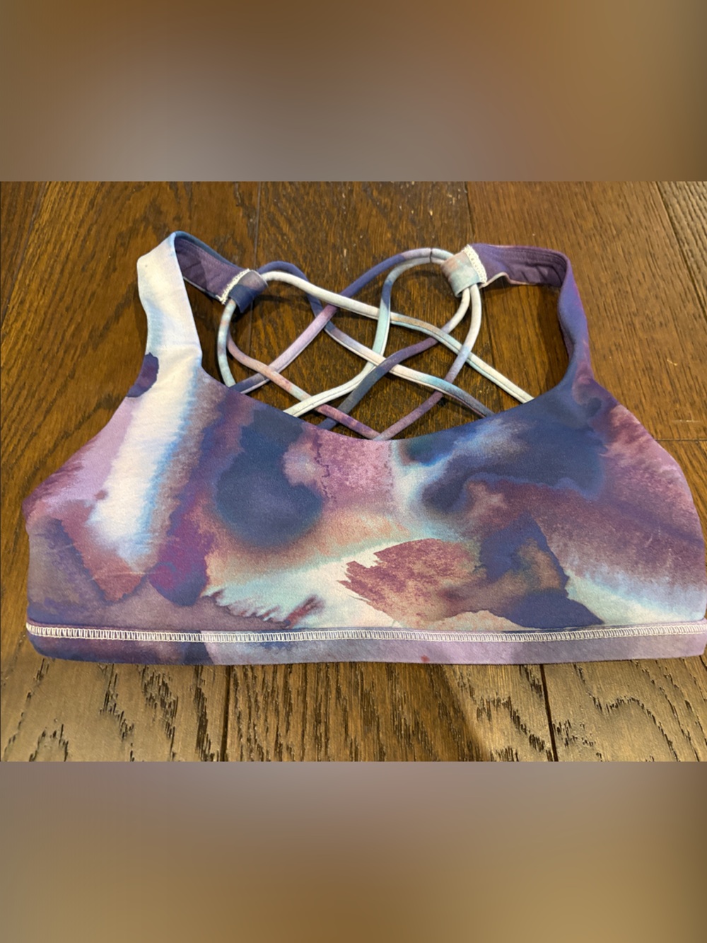Lululemon Purple Tie-Dye Strappy Sports Bra, size 2